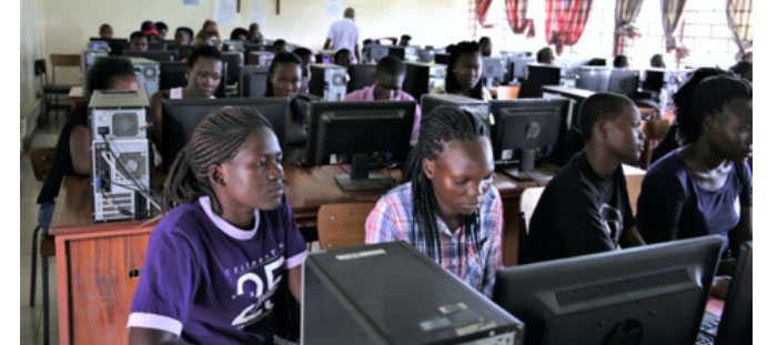 A section of ICT students attending a practical session in the ICT Lab